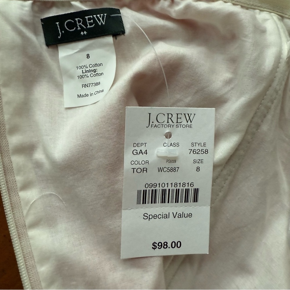 J. Crew Strapless Dress in Orange and White - 100% Cotton - NWT - Picture 10 of 16